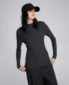 Kenneth Cole Long Sleeve Mock Neck Variegated Rib Top In Black