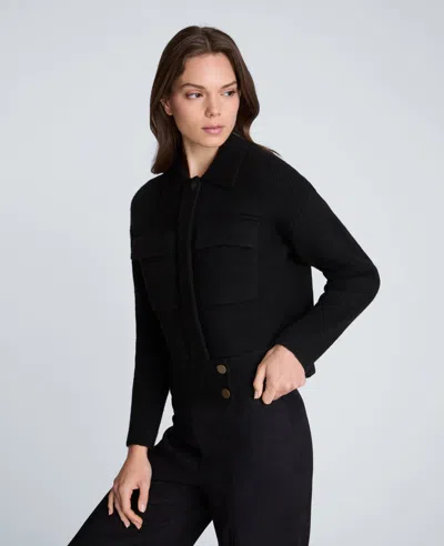 Kenneth Cole Long Sleeve Utility Collar Jacket In Black