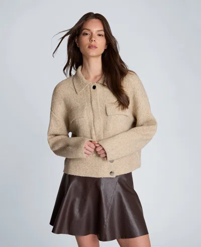 Kenneth Cole Long Sleeve Utility Collar Jacket In Brown
