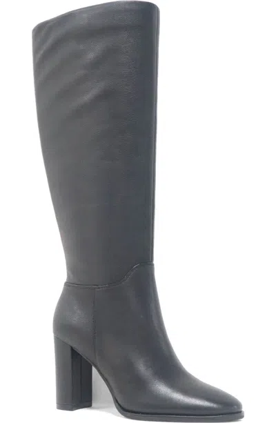 Kenneth Cole Lowell Boots Women's Black Leather Block Heel Knee High Lion102 In Gray