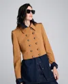 Kenneth Cole Luxe Twill Cropped Military Jacket In Brown