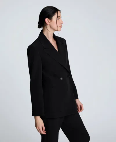 Kenneth Cole Luxe Twill Double Breasted Jacket In Black