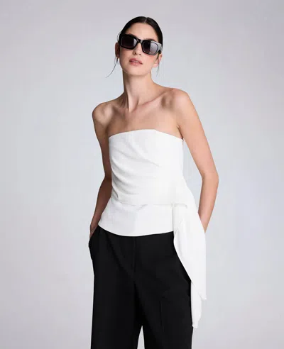 Kenneth Cole Luxe Twill Draped Front Bustier In White