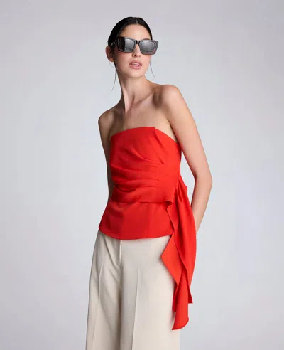 Kenneth Cole Luxe Twill Draped Front Bustier In Red