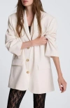Kenneth Cole Three Button Boyfriend Jacket In Oyster