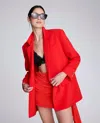 Kenneth Cole Luxe Twill One Button Notch Collar Jacket In Red