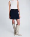 Kenneth Cole Luxe Twill Pleated Mini Skirt In Blue