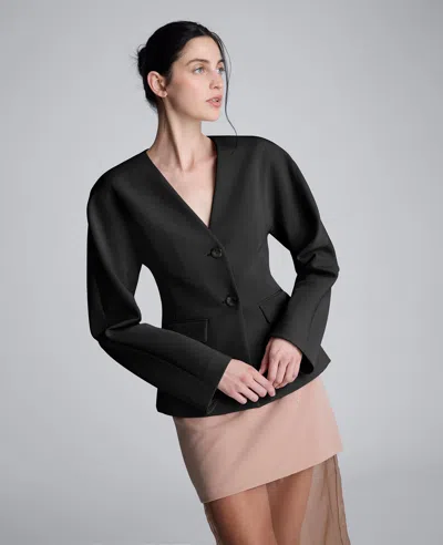 Kenneth Cole Luxe Twill Rounded Shoulder Jacket In Multi