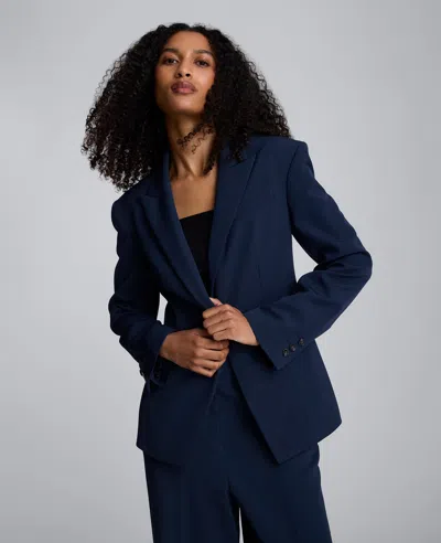 Kenneth Cole Luxe Twill Slim One Button Jacket In Blue