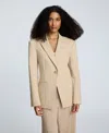 Kenneth Cole Luxe Twill Slim One Button Jacket In Neutral
