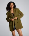 Kenneth Cole Luxe Twill Three Button Boyfriend Blazer In Green