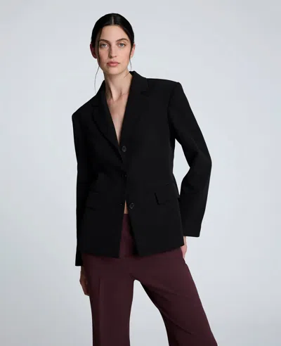 Kenneth Cole Luxe Twill Three Button Contoured Jacket In Black