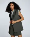 Kenneth Cole Luxe Twill Three Button Notch Collar Vest In Gray