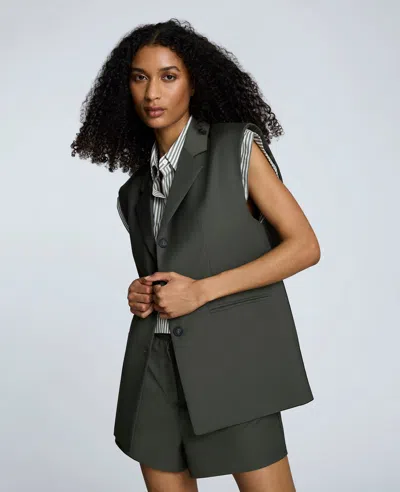 Kenneth Cole Luxe Twill Three Button Notch Collar Vest In Gray