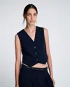 Kenneth Cole Luxe Twill Three Button Vest In Blue