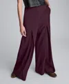 Kenneth Cole Luxe Twill Wide Leg Inverted Pleat Front Pant In Burgundy