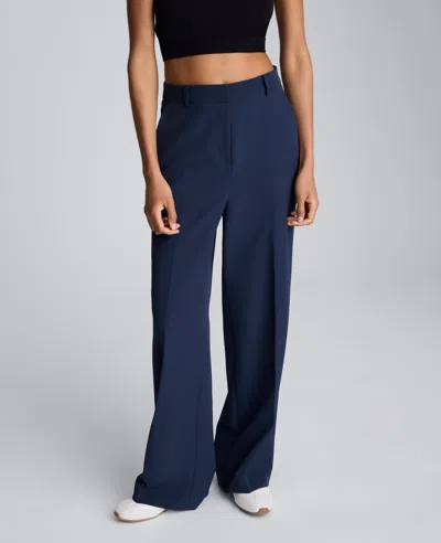 Kenneth Cole Luxe Twill Wide Leg Pant In Blue