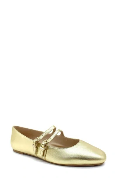 Kenneth Cole Mackenzie Mary Jane Flat In Gold