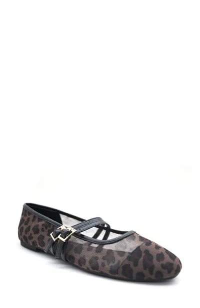 Kenneth Cole Mackenzie Mary Jane Flat In Leopard Mesh