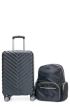 Kenneth Cole Madison Sophie 2-piece Hardside Carry-on Luggage & Backpack Set In Black