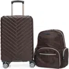 Kenneth Cole Madison Square 2-piece Hardside Carry-on Luggage & Backpack Set In Brown
