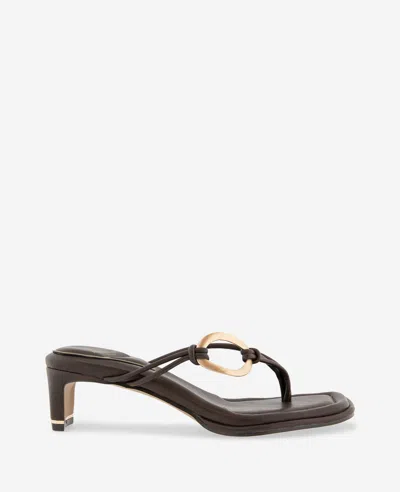 Kenneth Cole Madrid Leather Embellished Heel Sandal In Brown