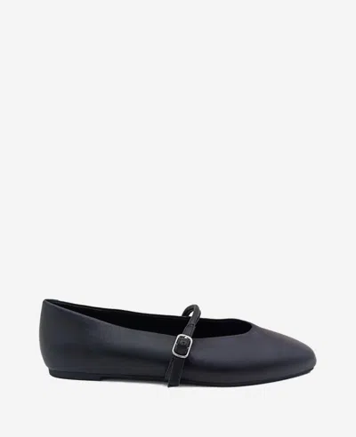 Kenneth Cole Jasper Mary Jane Flat In Black Leather