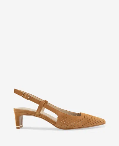 Kenneth Cole Marbella Perforated Suede Slingback Heel In Brown