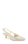 Kenneth Cole Martha Crystals Slingback Kitten Heel Pump In White Mesh
