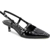Kenneth Cole Martha Eyelet Slingback Kitten Heel Pump In Black Patent