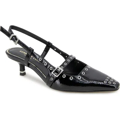 Kenneth Cole Martha Eyelet Slingback Kitten Heel Pump In Black