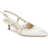 Kenneth Cole Martha Eyelet Slingback Kitten Heel Pump In Ecru Patent