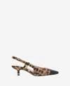 Kenneth Cole Martha Slingback Cap Toe Kitten Heel Pump In Leopard Suede