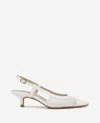 Kenneth Cole Martha Mesh Cap Toe Kitten Heel Slingback In White Mesh