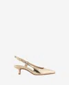 Kenneth Cole Martha Metallic Croco Slingback Kitten Heel In Soft Gold