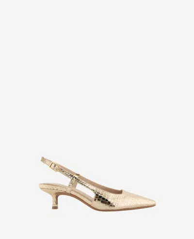 Kenneth Cole Martha Metallic Croco Slingback Kitten Heel In Soft Gold
