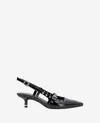 Kenneth Cole Martha Eyelet Slingback Kitten Heel Pump In Black Patent