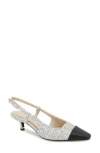 Kenneth Cole Martha Slingback Cap Toe Kitten Heel Pump In Grey Fabric