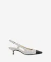 Kenneth Cole Martha Slingback Cap Toe Kitten Heel Pump In Grey Fabric