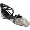 Kenneth Cole Mason Ankle Strap D'orsay Flat In Black/tan Fabric
