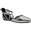 Kenneth Cole Mason Strappy Metallic Stud Flat In Gray