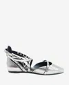 Kenneth Cole Mason Strappy Metallic Stud Flat In Pewter