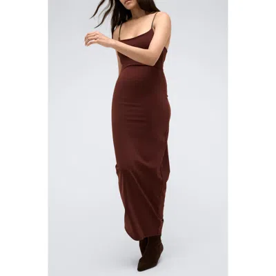Kenneth Cole Maxi Slipdress In Deep Chestnut