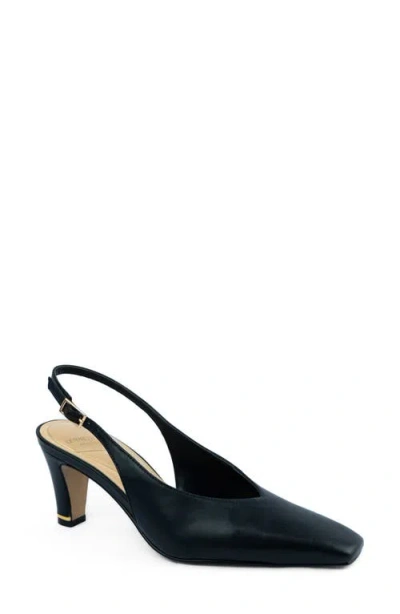 Kenneth Cole Meilani Leather Point Toe Slingback In Black Leather