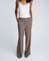 Kenneth Cole Melange Fly Front Mid Rise Flare Pant In Nude