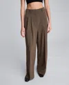 Kenneth Cole Double Pleat High Waist Wide Leg Pants In Brown