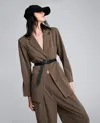 Kenneth Cole Melange Three Button Belted Soft Jacket In Brown