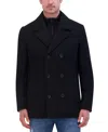 Kenneth Cole Men's Double Breasted Wool Blend Peacoat In Black