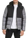 Kenneth Cole Men's Colorblock Mixed-media Puffer Jacket In Gunmetal