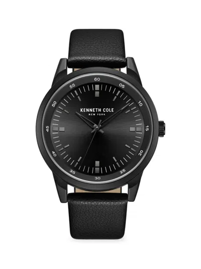 Kenneth Cole Men's Classic 45mm Black Tone & Leather Strap Watch